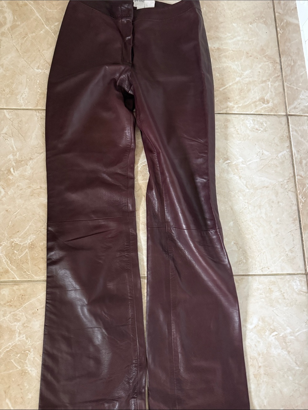 Max mara vintage soft Women's Burgundy Leather Flare Jeans